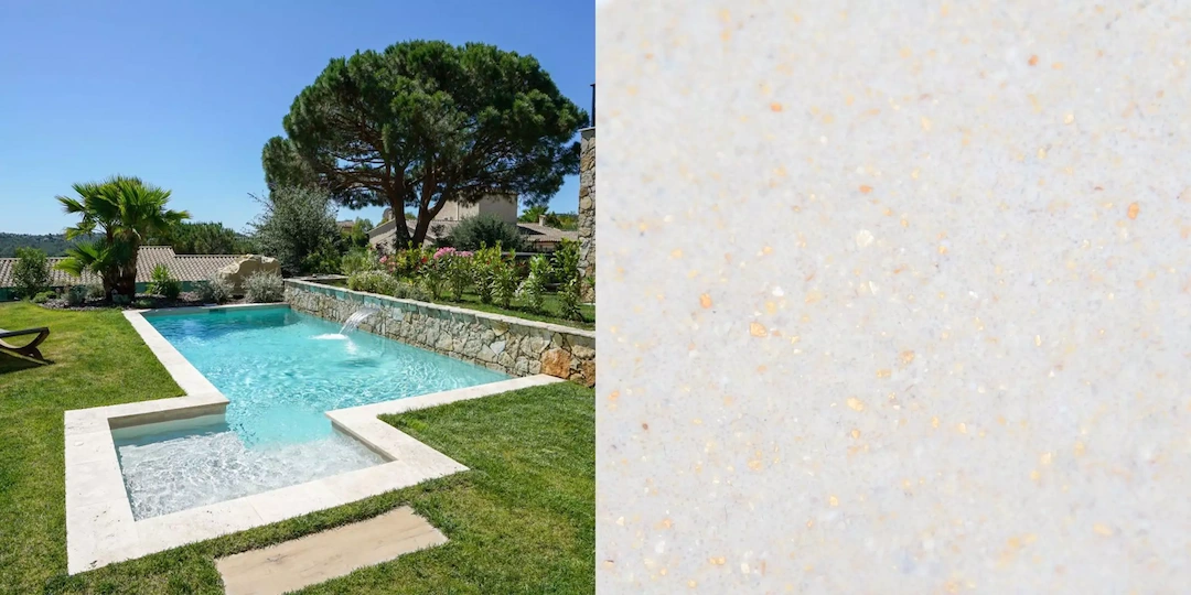 Grande piscine creusée avec revêtement effet béton ciré