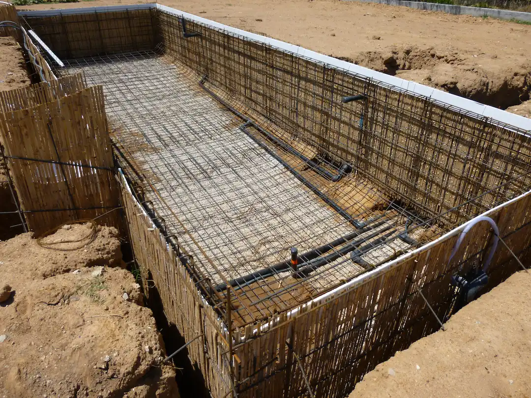 Ferraillage d'une piscine creusée en béton armé
