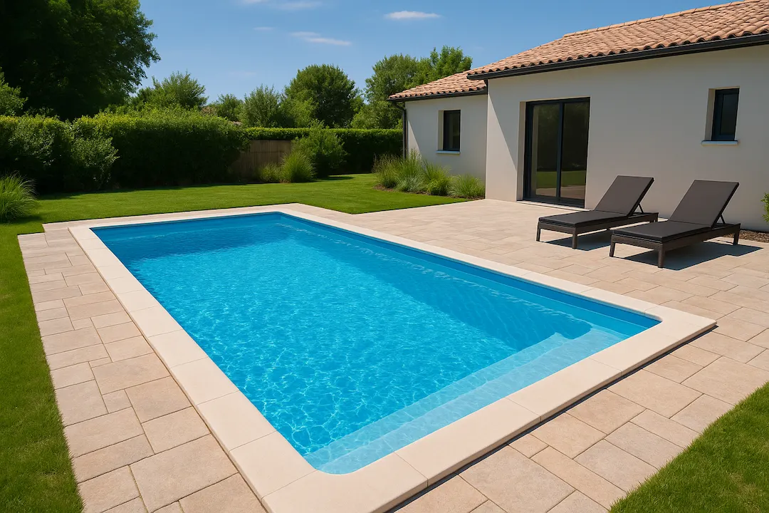 Piscine coque rectangulaire creusée 