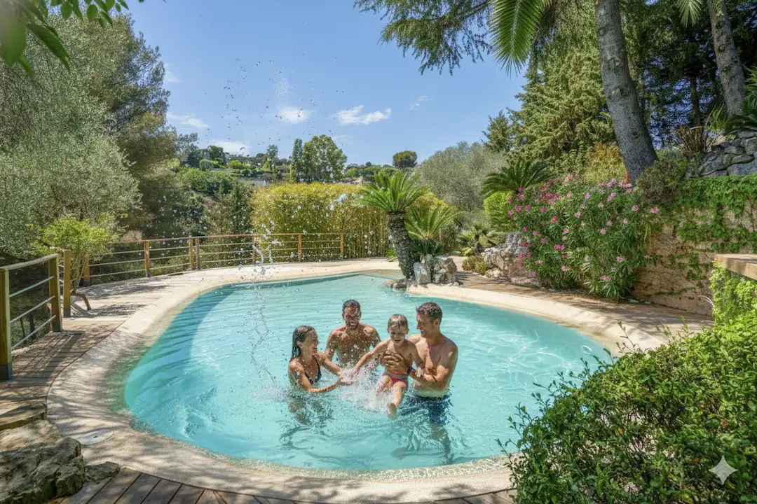 Piscine lagon de forme libre facile à vivre