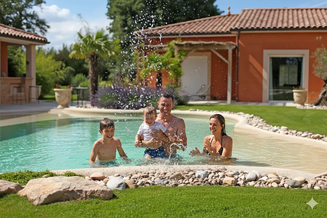 Piscine lagon creusée à Lyon