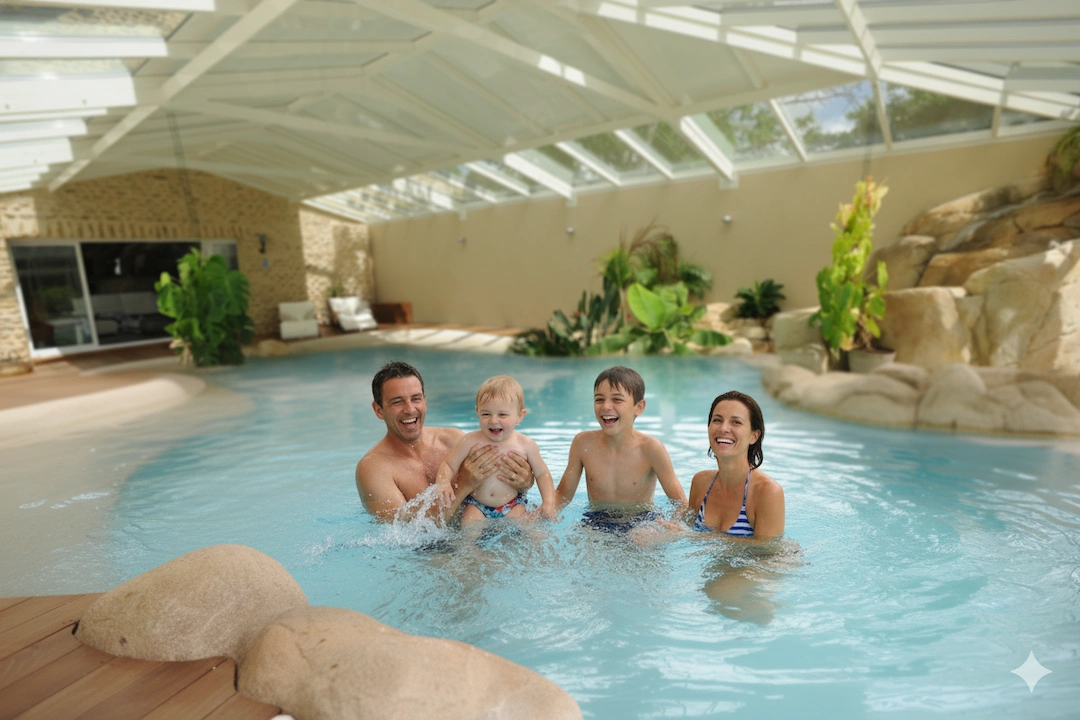 Piscine lagon intérieure à Paris