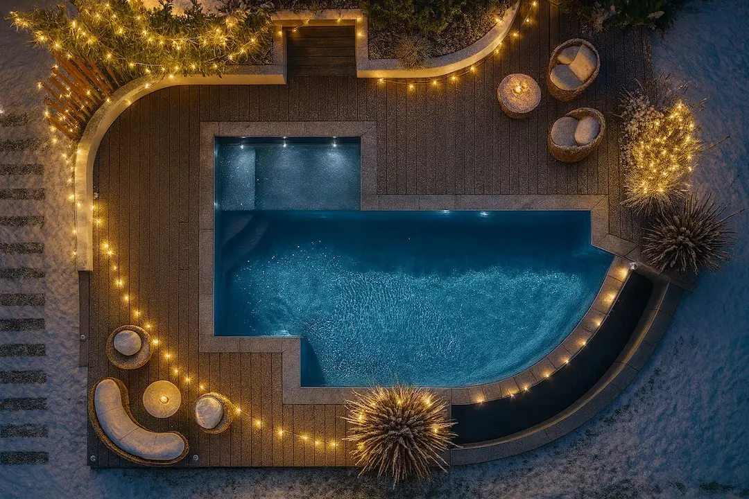 Décoration d'une piscine enterrée pour noël