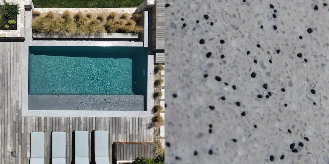 Piscine creusée avec revêtement gris
